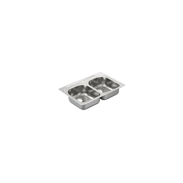 33"X22" Stainless Steel 20 Gauge Double Bowl Drop In Sink